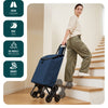 Chariot de courses pliable monte escalier bleu marine - VOUNOT FR