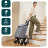Chariot de courses pliable monte escalier style oxford gris - VOUNOT FR