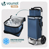 Chariot de course pliable aluminium 2 roues avec sac isotherme bleu marine - VOUNOT FR