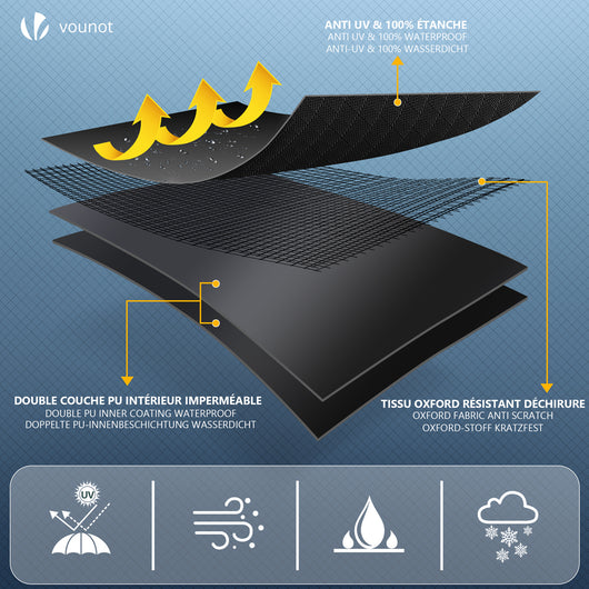 KDOVOKD Housse De Protection Salon De Jardin 180x140x85cmBâche Salon De Jardin 420d Oxford Tissu Bâche Table De Jardin Housses De Meubles Avec Boucle De Verrouillage, Rectangulaire