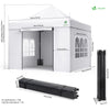 Tonnelle de jardin renforcée 3x3m pliable avec 4 parois et sac de transport a roulette blanche - VOUNOT FR