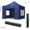 Tonnelle de jardin renforcée 3x3m pliable avec 4 parois et sac de transport a roulette bleue - VOUNOT FR