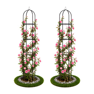 Lot de 2 Tuteur de jardin obelisque 194 cm en metal Noir