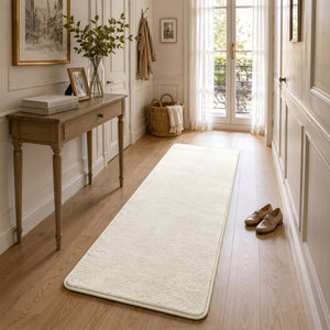 Tapis de salon poils ras doux antiderapant 60x180cm uni beige - VOUNOT FR