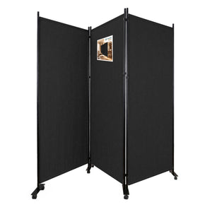 Paravent interieur separateur avec roue 3 panneaux autoportant pliable 262 x 30 x 180 cm Anthracite