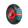 Roue gonflable robuste 3.50-4 pour chariot brouette alesage 16mm 260x85mm metal Noir/Rouge - VOUNOT FR