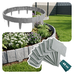 Bordure de jardin plastique PP imitation pierre 10m gris clair - VOUNOT FR