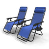 Chaise longue inclinable en textilene avec porte gobelet et portable bleue - VOUNOT FR