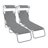 Lot de 2 chaise longue pliante avec pare soleil gris - VOUNOT FR