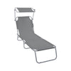 Chaise longue pliante avec pare soleil gris - VOUNOT FR