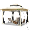 Tonnelle de jardin exterieure pliable avec moustiquaire Pop up 3.6x3.6m beige - VOUNOT FR