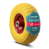 Roue increvable 3.5-4 en PU pour brouette diable alesage 16mm 260x85mm Jaune - VOUNOT FR