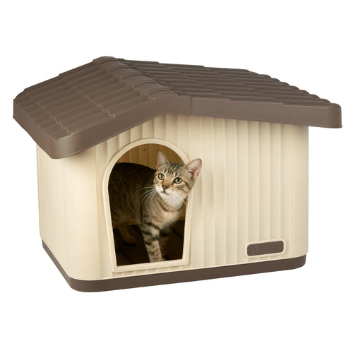 Maison pour chat plastique interieur exterieur 60x51x41cm Beige
