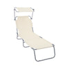 Chaise longue pliante avec pare soleil beige - VOUNOT FR