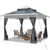 Tonnelle de jardin exterieure pliable avec moustiquaire Pop up 3.6x3.6m gris - VOUNOT FR
