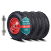 Lot de 4 Roue gonflable robuste 4.80/4.00-8 pour chariot brouette alesage 20mm 400x85mm rouge - VOUNOT FR