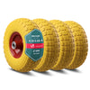 Lot de 4 Roue increvable 3.5-4 en PU pour brouette diable alesage 16mm 260x85mm Jaune - VOUNOT FR