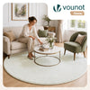 Tapis de salon poils ras doux antiderapant ф200cm uni crème - VOUNOT FR