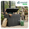 Coffre de Rangement Exterieur 126L en PP 56x43x53CM Style Bois Noir - VOUNOT FR