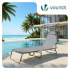 Chaise longue pliante avec pare soleil gris - VOUNOT FR