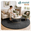 Tapis de salon poils ras doux antiderapant ф200cm uni anthracite - VOUNOT FR