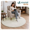 Tapis de salon poils ras doux antiderapant ф120cm uni crème - VOUNOT FR