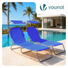 Lot de 2 chaise longue pliante avec pare soleil bleu - VOUNOT FR