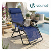 Chaise longue inclinable en textilene avec porte gobelet et portable bleue - VOUNOT FR