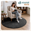 Tapis de salon poils ras doux antiderapant ф120cm uni anthracite - VOUNOT FR