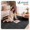 Tapis de salon poils ras doux antiderapant 160x230cm uni anthracite - VOUNOT FR