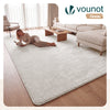 Tapis de salon poils ras doux antiderapant 240x340cm uni crème - VOUNOT FR