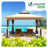 Tonnelle de jardin exterieure pliable avec moustiquaire 3.6x3.6m beige - VOUNOT FR