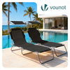 Lot de 2 chaise longue pliante avec pare soleil noir - VOUNOT FR