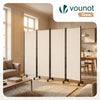 Paravent interieur separateur avec roue 4 panneaux autoportant pliable 228x 30 x 171 cm Beige - VOUNOT FR