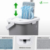 Balai microfibre et Seau Essoreur avec 6 serpillères Réutilisables Balai Plat Double compartiment gris - VOUNOT FR