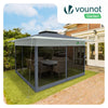 Tonnelle de jardin exterieure pliable avec moustiquaire 3.6x3.6m gris - VOUNOT FR