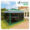 Tonnelle de jardin exterieure pliable avec moustiquaire 3.6x3.6m vert - VOUNOT FR