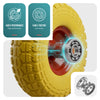 Lot de 4 Roue increvable 3.5-4 en PU pour brouette diable alesage 16mm 260x85mm Jaune - VOUNOT FR