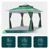 Tonnelle de jardin exterieure pliable avec moustiquaire 3.6x3.6m vert - VOUNOT FR