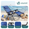 Lot de 2 Chaise longue inclinable en textilene avec table d'appoint porte gobelet et portable bleu - VOUNOT FR