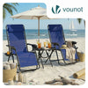 Lot de 2 Chaise longue inclinable en textilene avec table d'appoint porte gobelet et portable bleu - VOUNOT FR