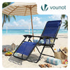 Chaise longue inclinable en textilene avec porte gobelet et portable bleue - VOUNOT FR