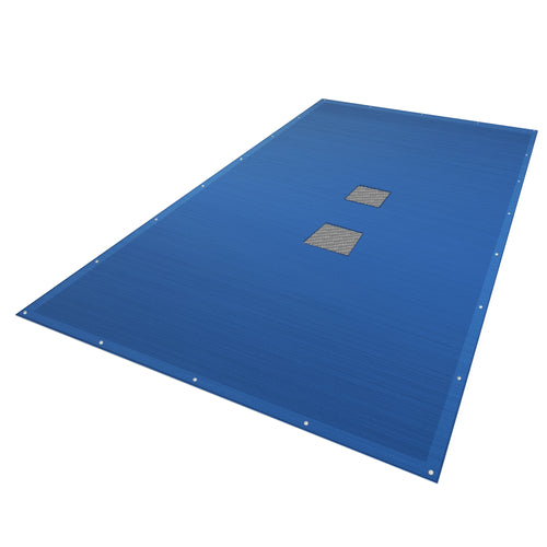 Bache piscine rectangulaire double couche en Polyethylene 160 gr/m2 avec filet ecoulement 4x7m Bleue - VOUNOT FR