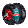 Lot de 2 Roue increvable 3.50-4 en PU pour brouette diable alesage 16mm 260x85mm Noir/Rouge - VOUNOT FR