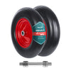 Lot de 2 Roue increvable 4.80/4.00-8 en PU pour brouette diable alesage 20mm 392x92 mm Noir/Rouge - VOUNOT FR