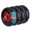 Lot de 4 Roue increvable 3.50-4 en PU pour brouette diable alesage 16mm 260x85mm Noir/Rouge - VOUNOT FR