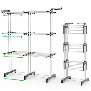 Sechoir a linge etendoir extensible et pliable grande capacite sechage 190x53x170cm Blanc - VOUNOT FR