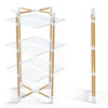 Sechoir a linge etendoir tour pliable 3 niveaux 69x69x136 cm style bois blanc - VOUNOT FR