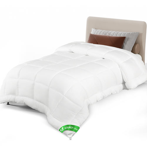 Couette temperee doux avec rembourrage polyester 300gsm 135x200cm blanc - VOUNOT FR