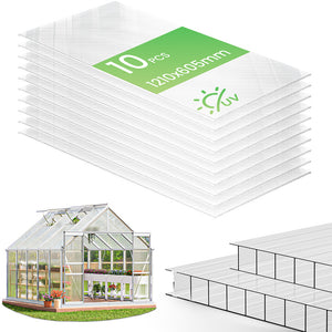 10 x Plaques de polycarbonate alveolaires transparent creux 6mm 121x60.5cm - VOUNOT FR